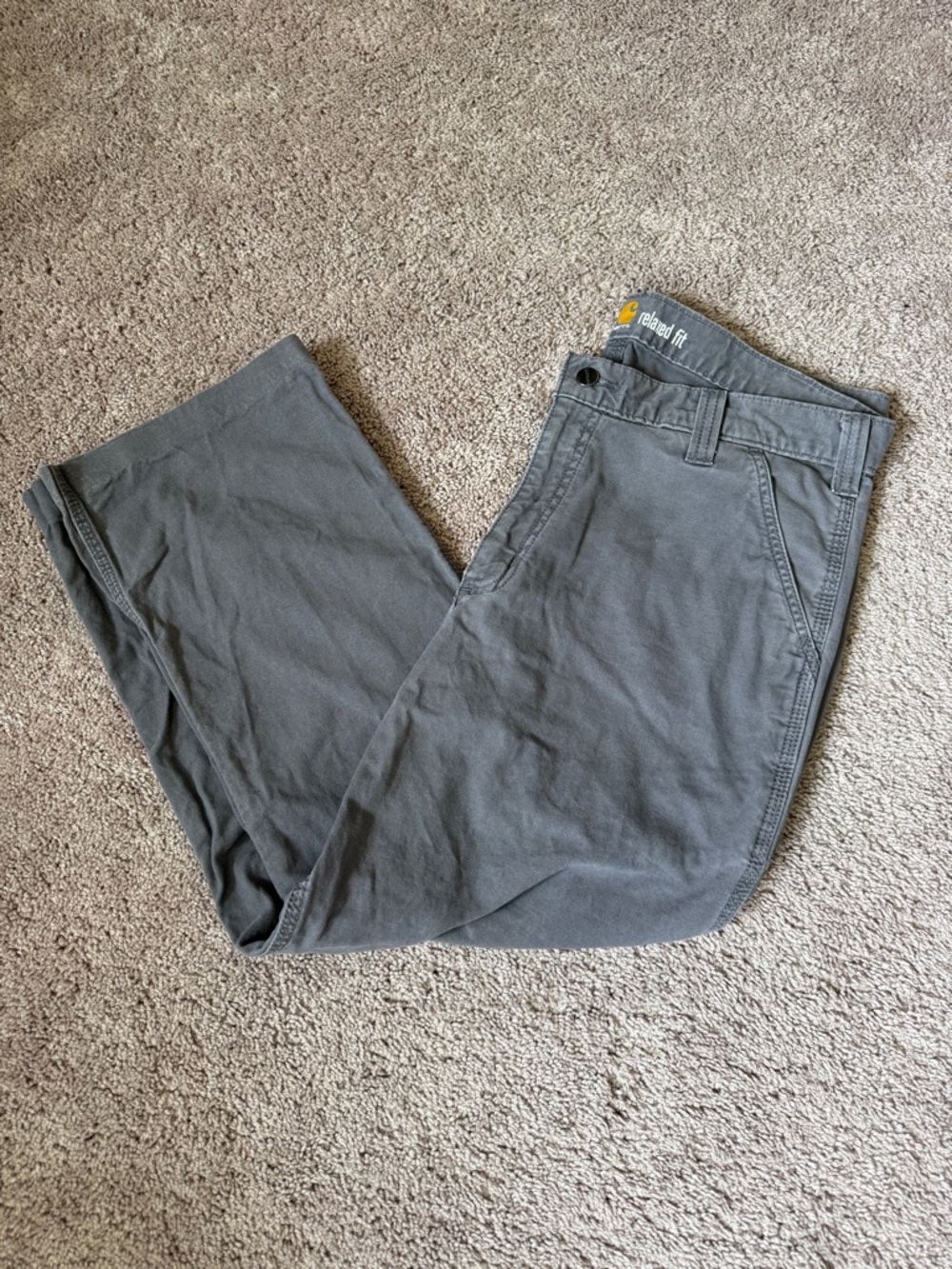Carhartt Men’s Charcoal Cargo Work Pants relaxed fit - cropped - Picture 3 of 12